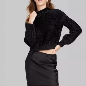 WILD FABLE‎ Women's Mock Turtleneck Fuzzy Boxy Pullover Sweater